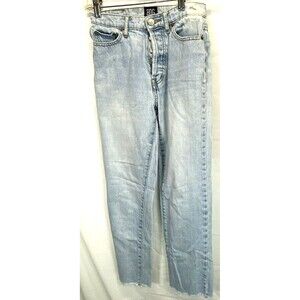 BDG Jeans Women's 24 Slim Straight Mid Rise Cotton Raw Hem Denim Blue w/defect